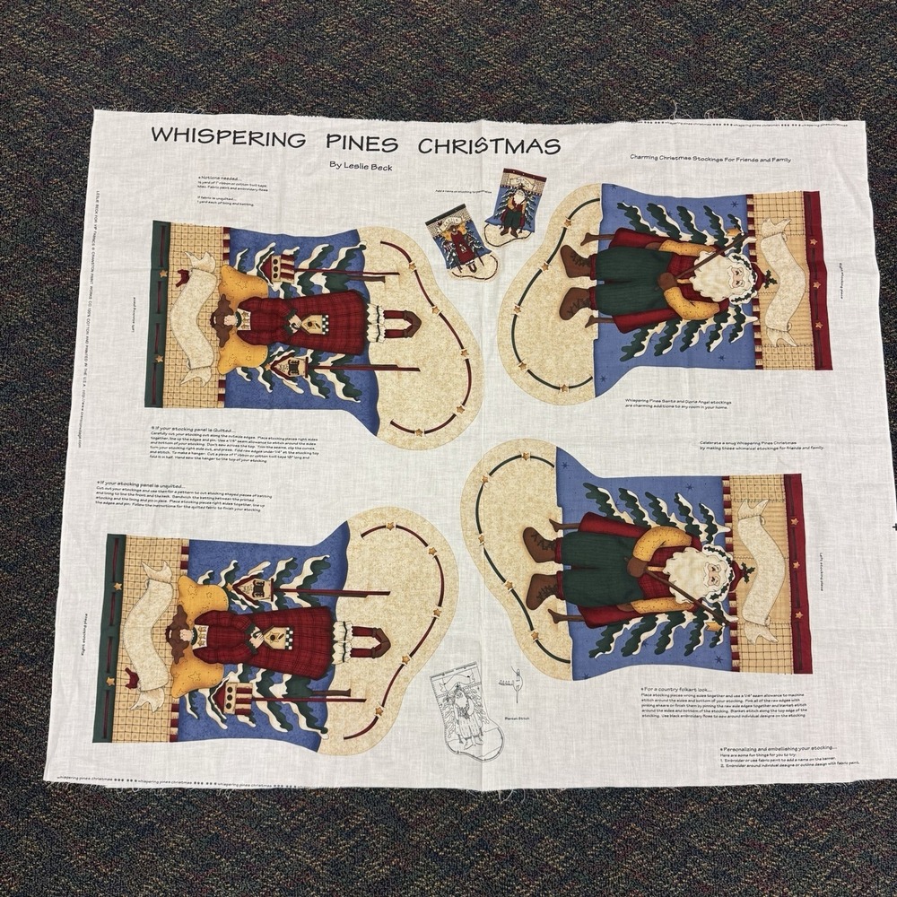 Cut Sew Fabric Panel Whispering Pines Christmas Stockings Leslie Beck Cranston